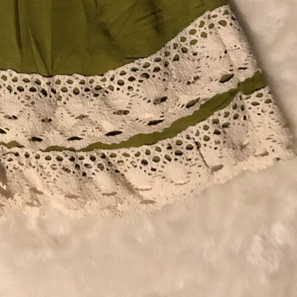 Olive Green & Lace Twirl Dress Size 5 Boutique - Picture 2 of 2